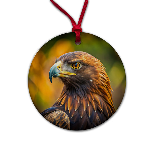 Golden Eagle Raptor Bird Of Prey Round Ceramic Holiday Christmas Tree Ornament