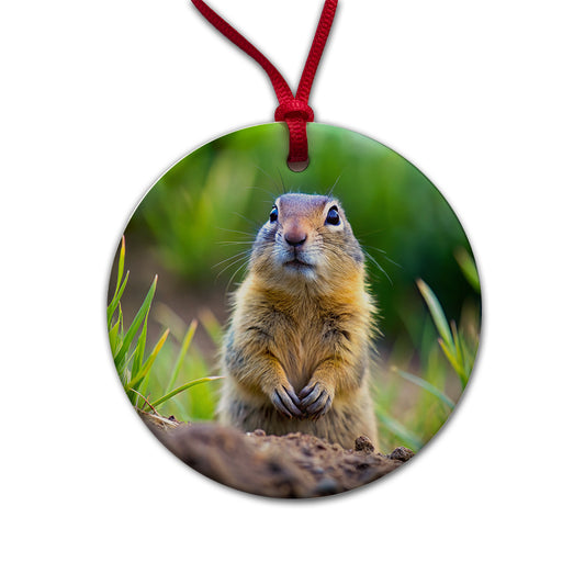 Gopher Round Ceramic Holiday Christmas Tree Ornament