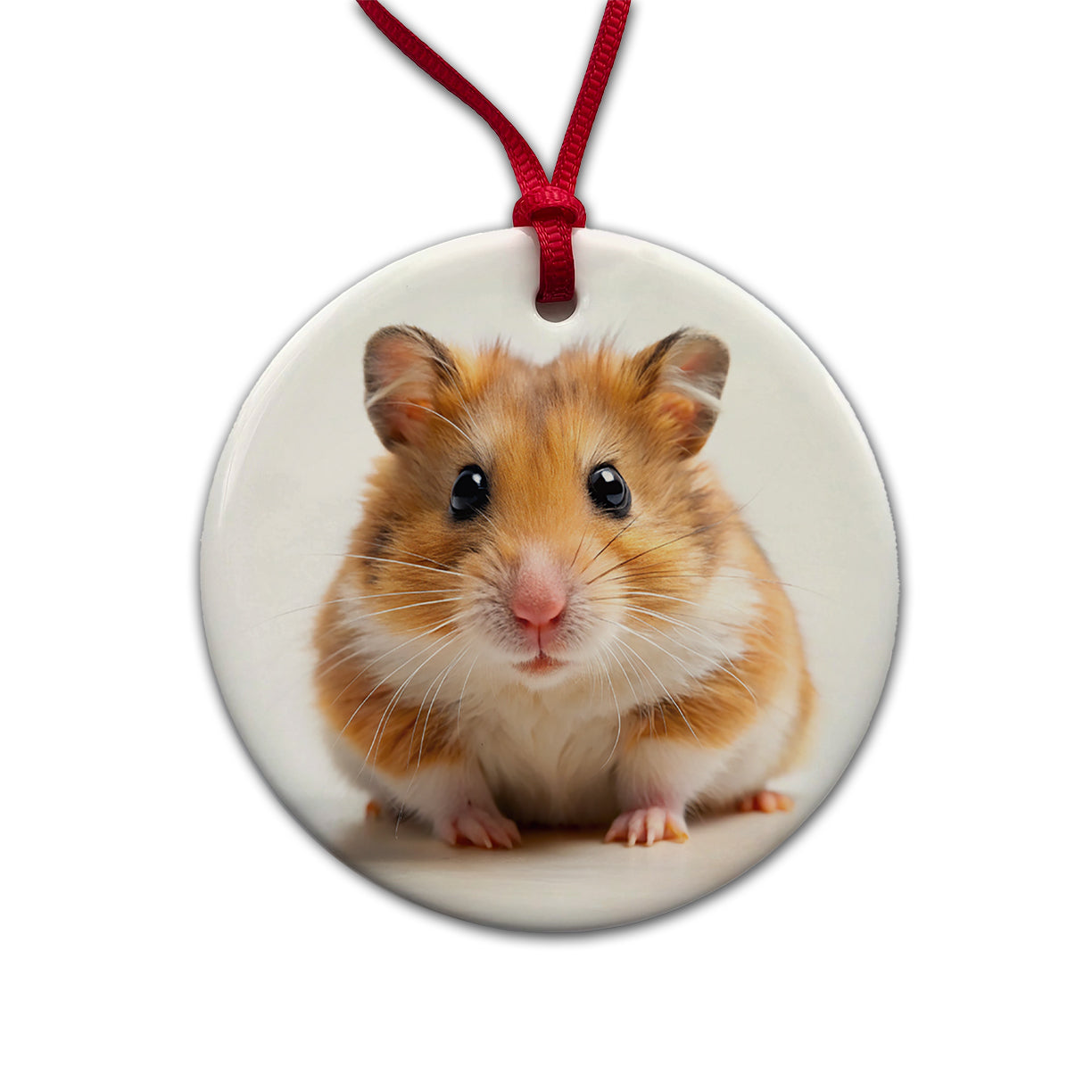 Hamster Round Ceramic Holiday Christmas Tree Ornament