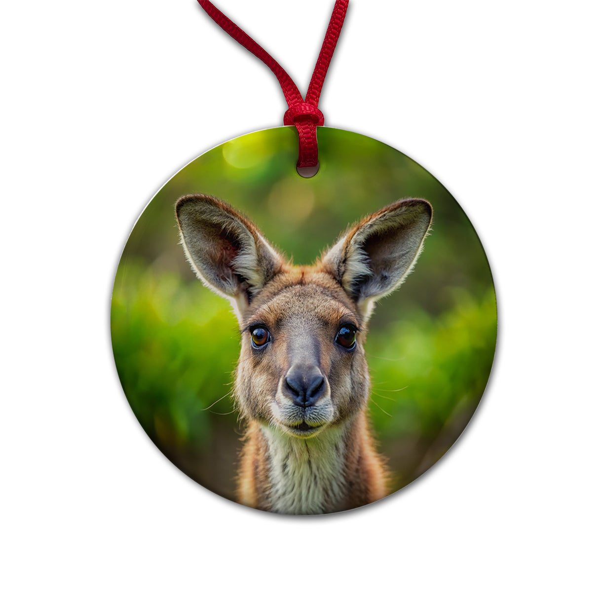 Kangaroo Face Round Ceramic Holiday Christmas Tree Ornament