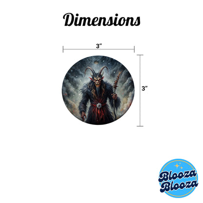 Krampus Black Watercolor Background Round Ceramic Holiday Christmas Tree Ornament