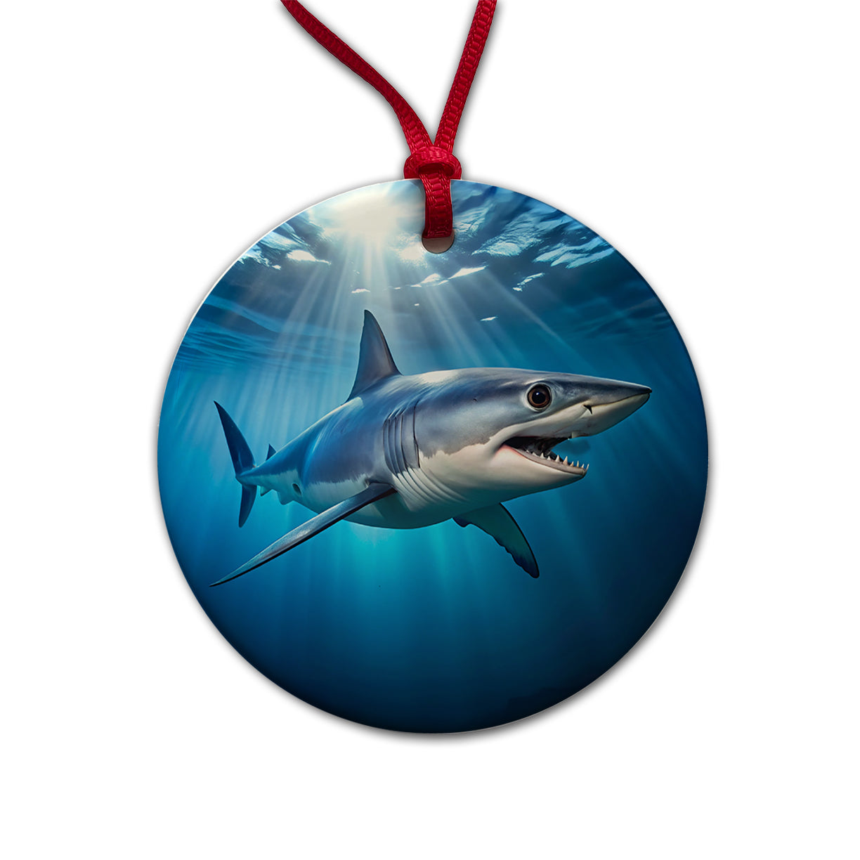 Mako Shark Round Ceramic Holiday Christmas Tree Ornament