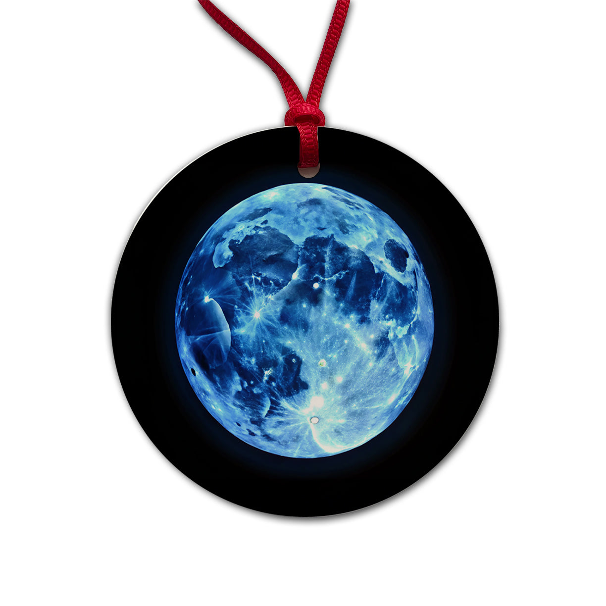 Once in a Blue Moon Round Ceramic Holiday Christmas Tree Ornament