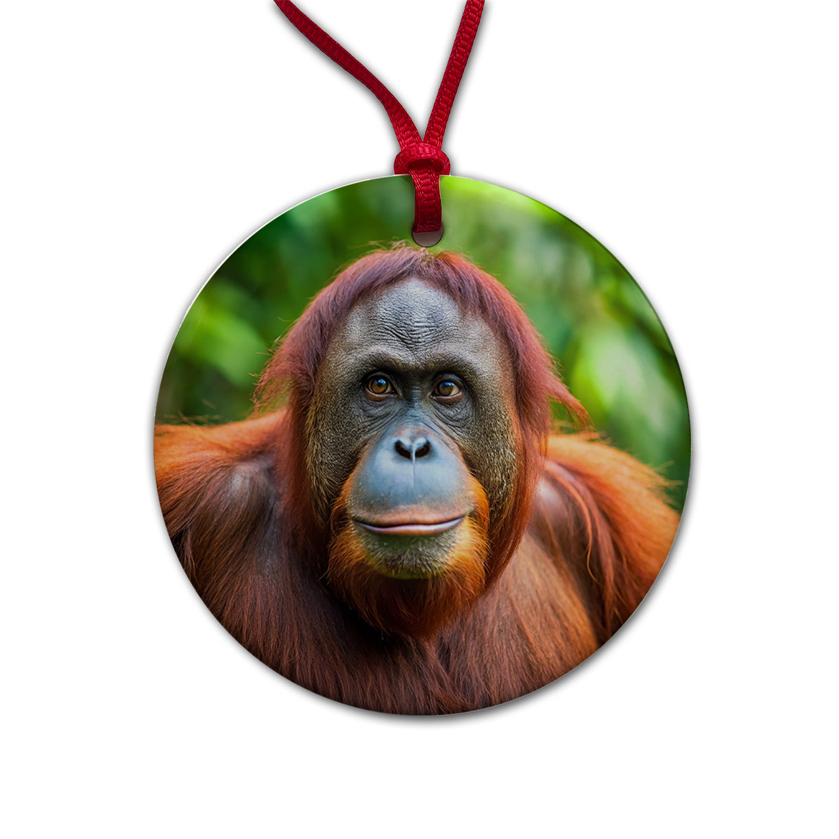 Orangutan Monkey Ape Round Ceramic Holiday Christmas Tree Ornament
