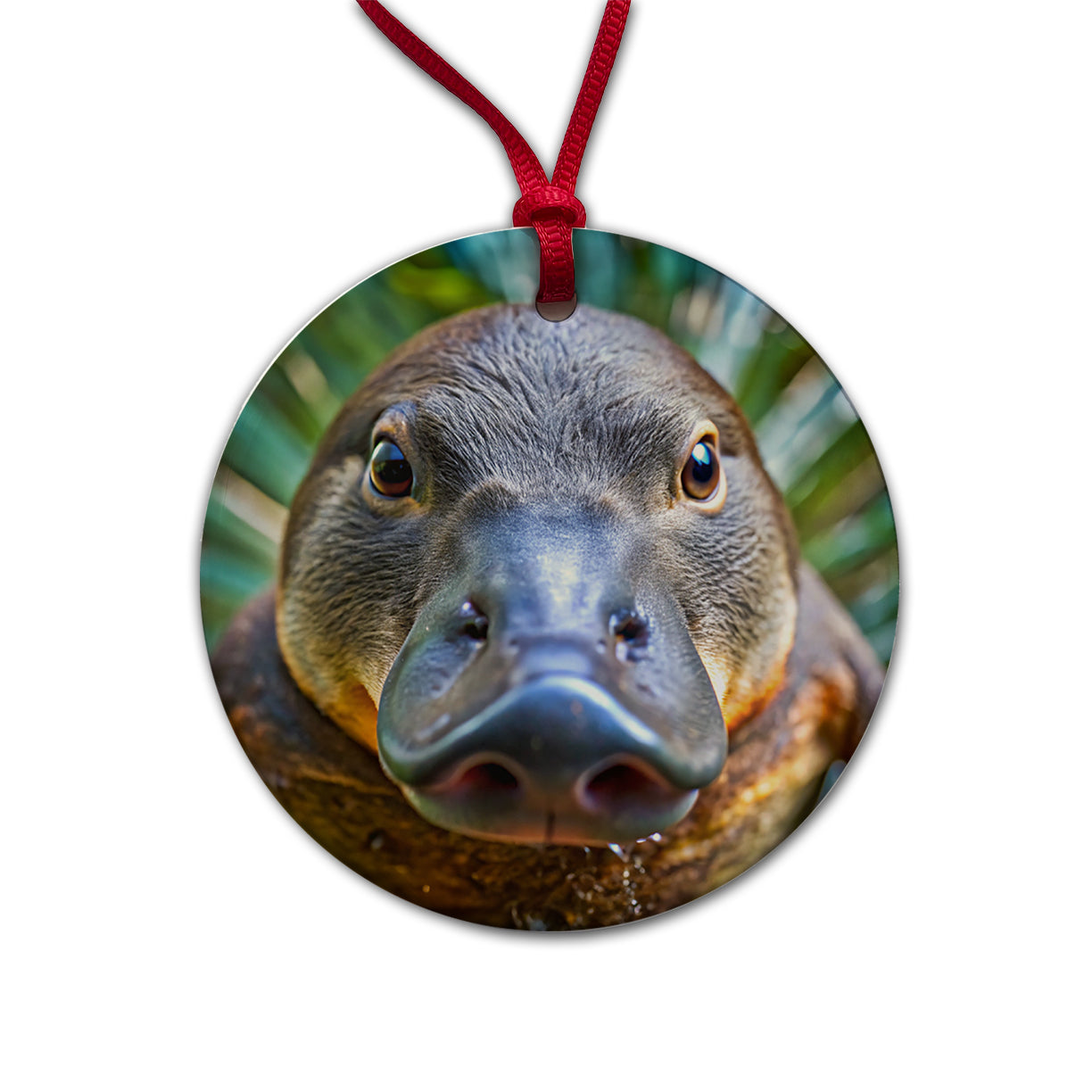 Platypus Face Round Ceramic Holiday Christmas Tree Ornament