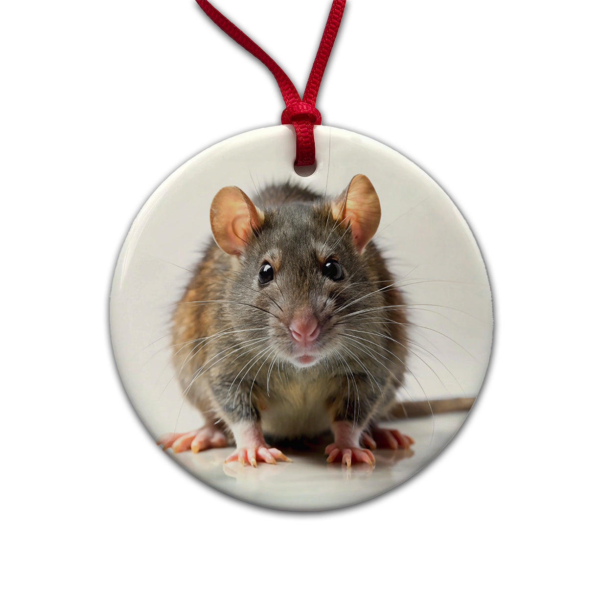 Rat Round Ceramic Holiday Christmas Tree Ornament