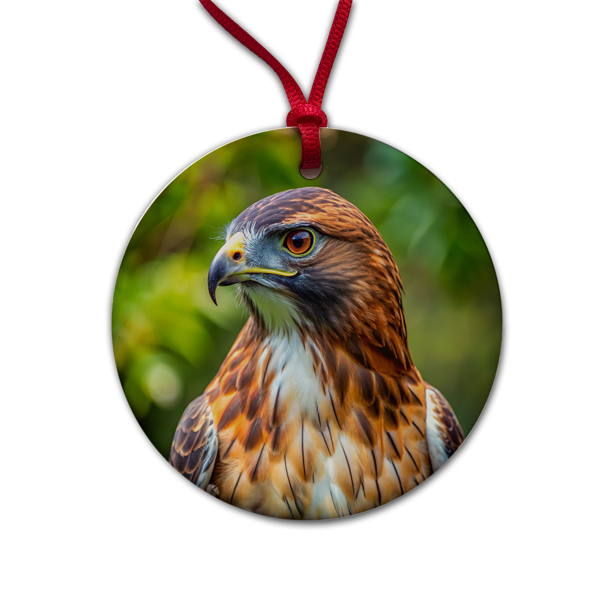 Red-Tailed Hawk Raptor Bird Of Prey Round Ceramic Holiday Christmas Tree Ornament