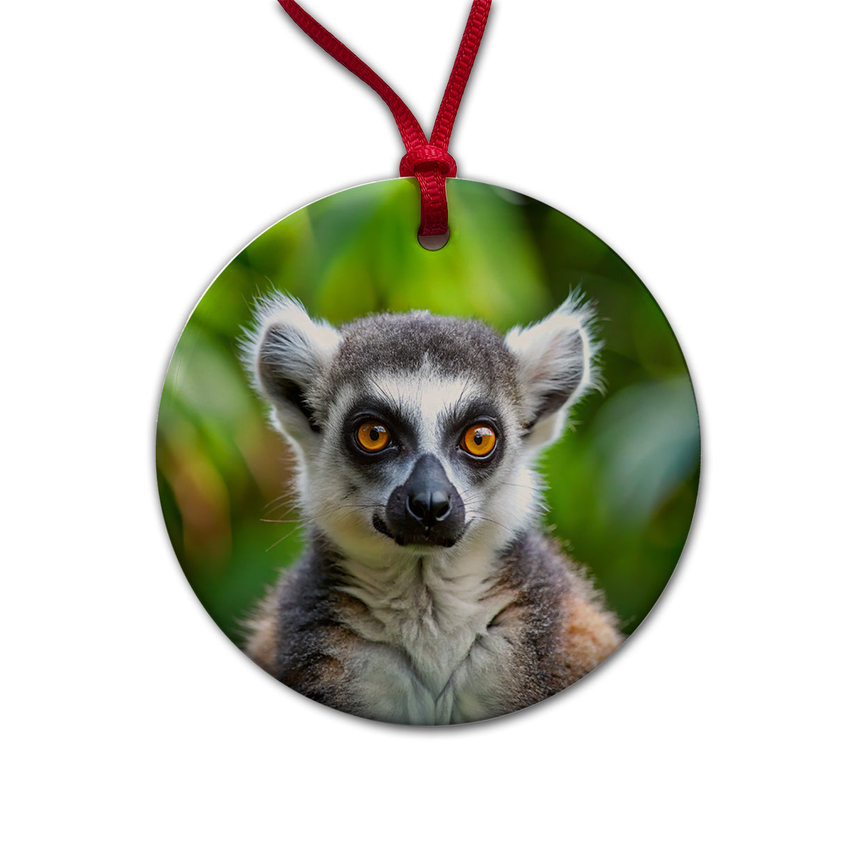 Ring-Tailed Lemur Round Ceramic Holiday Christmas Tree Ornament
