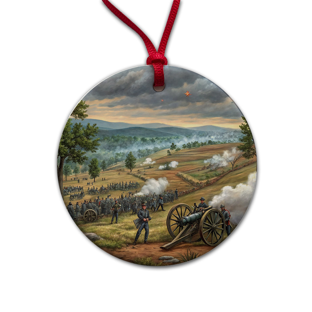The Civil War Gettysburg Round Ceramic Holiday Christmas Tree Ornament