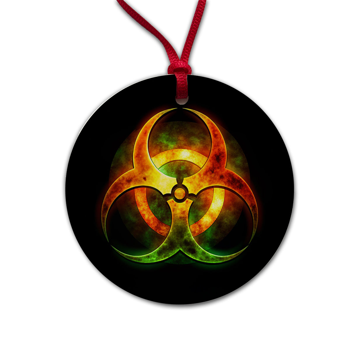 Toxic Zombie Outbreak Symbol Round Ceramic Holiday Christmas Tree Ornament