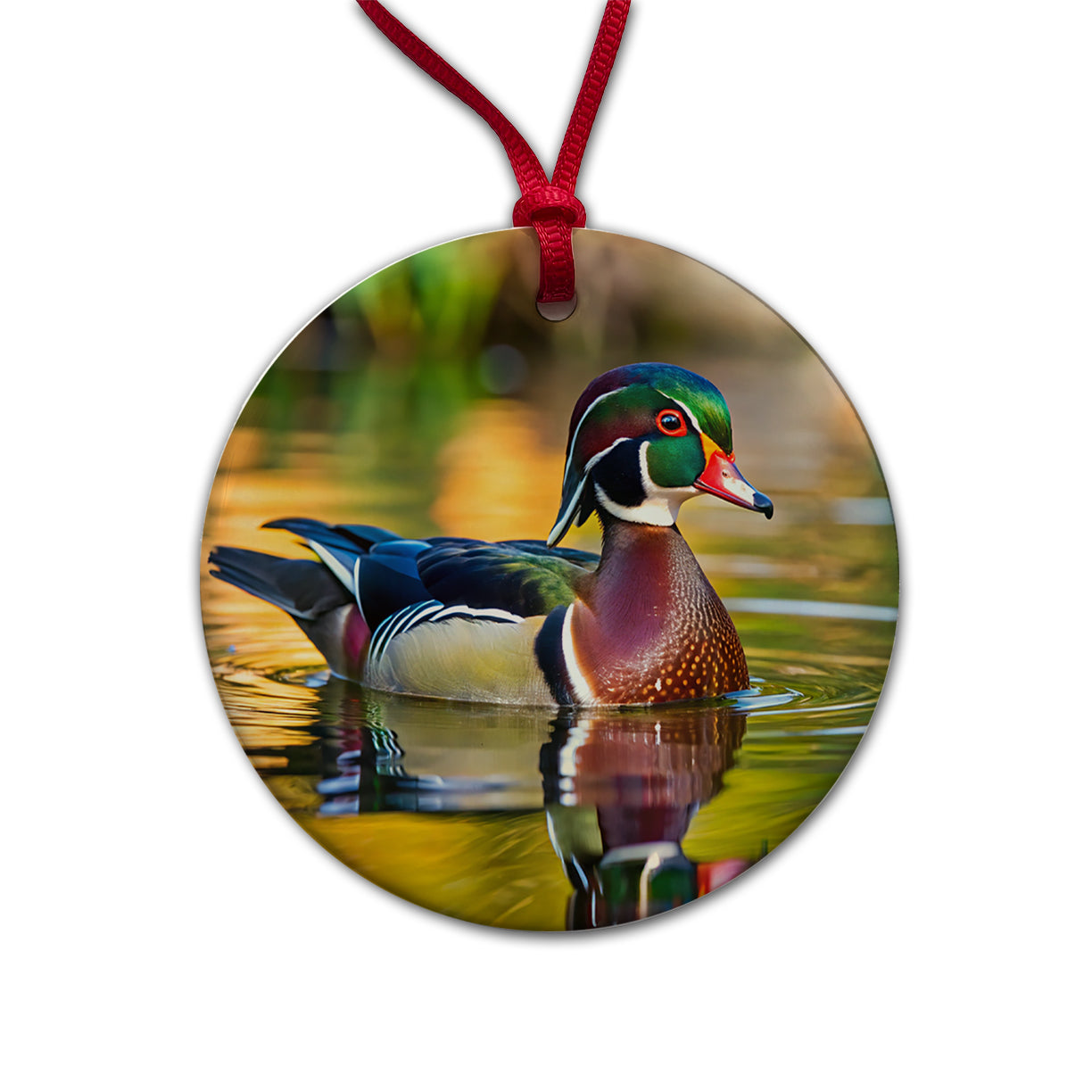 Wood Duck Round Ceramic Holiday Christmas Tree Ornament
