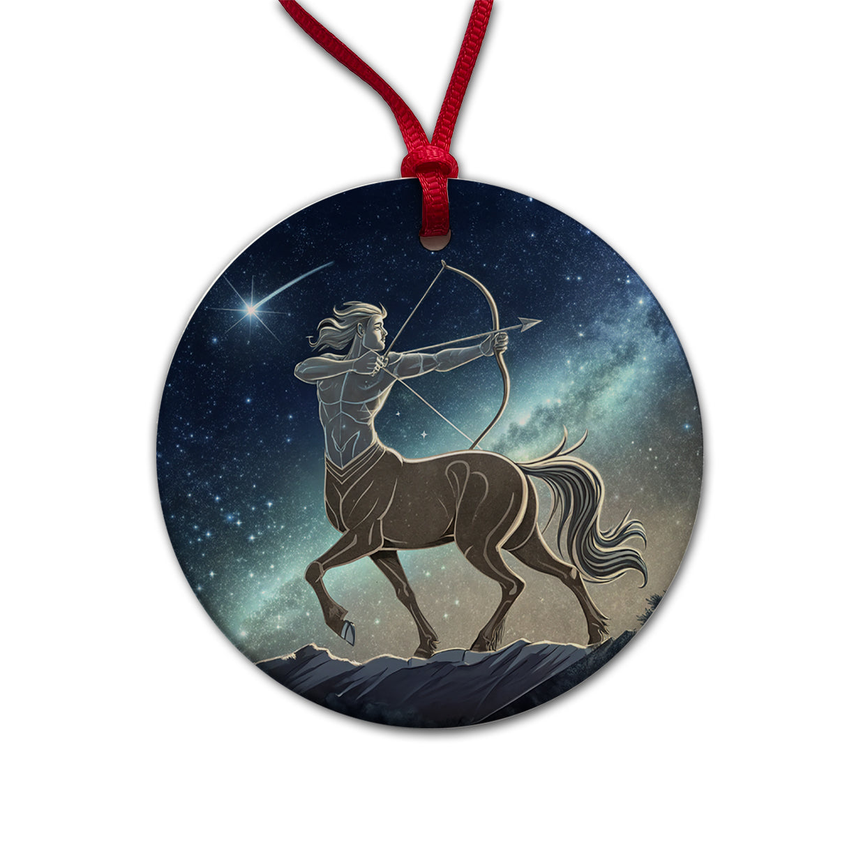 Zodiac Horoscope Symbol Sagittarius Centaur Round Ceramic Holiday Christmas Tree Ornament