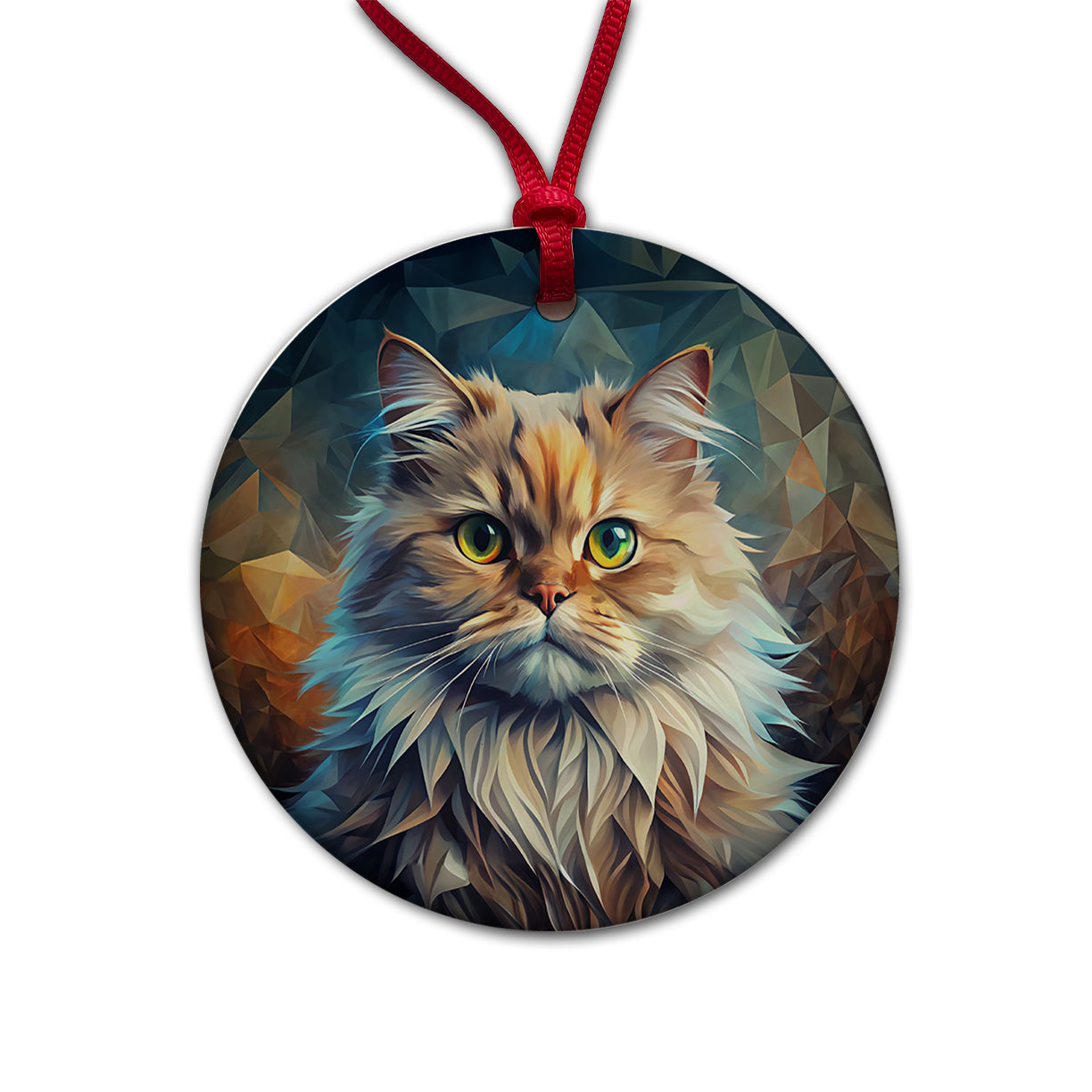 Persian Cat Contemporary Art Round Ceramic Holiday Christmas Tree Ornament