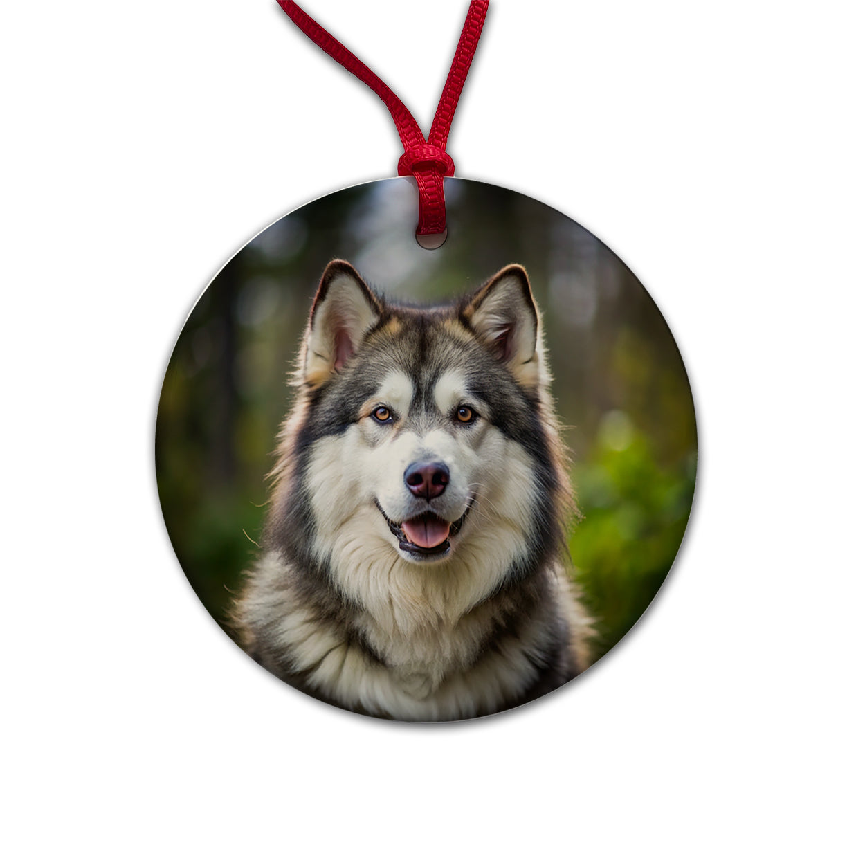Alaskan Malamute Dog Photo Round Ceramic Holiday Christmas Tree Ornament