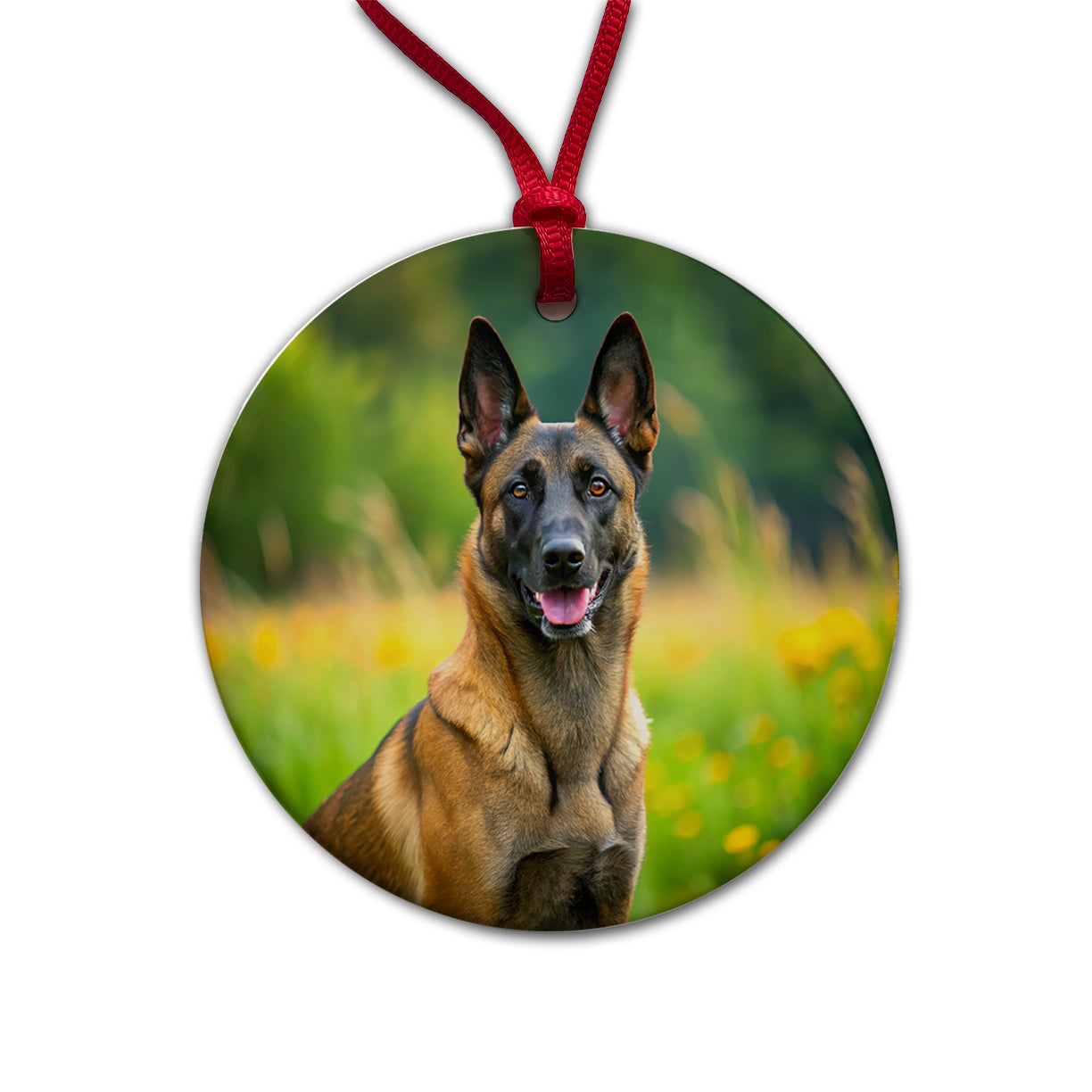 Belgian Malinois Dog Photo Round Ceramic Holiday Christmas Tree Ornament