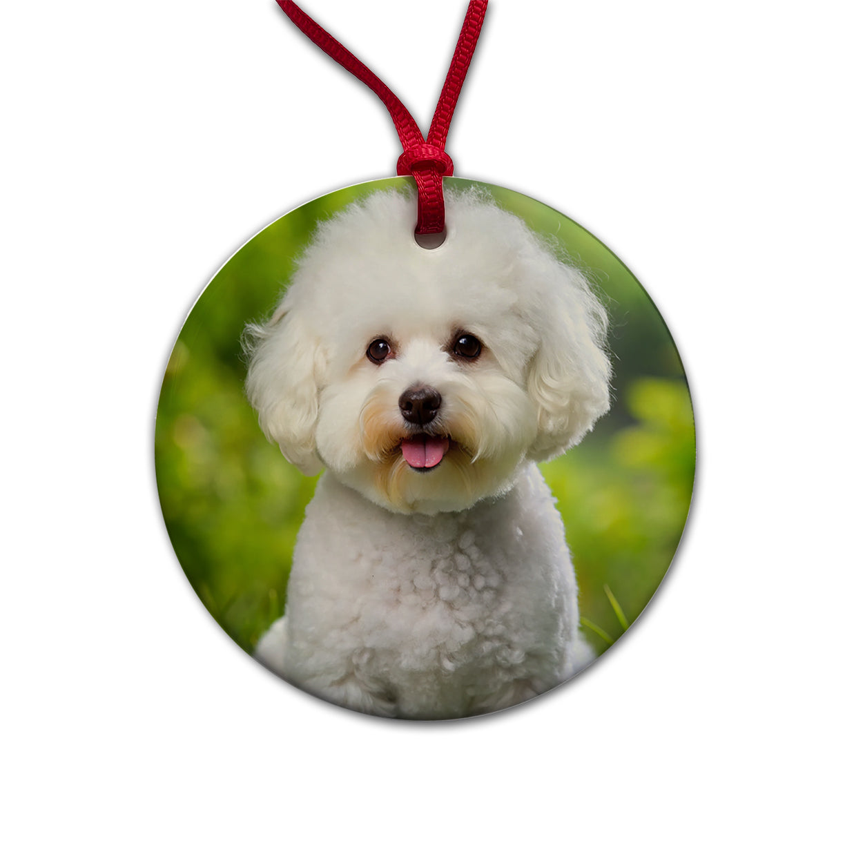 Bichon Frise Dog Photo Round Ceramic Holiday Christmas Tree Ornament