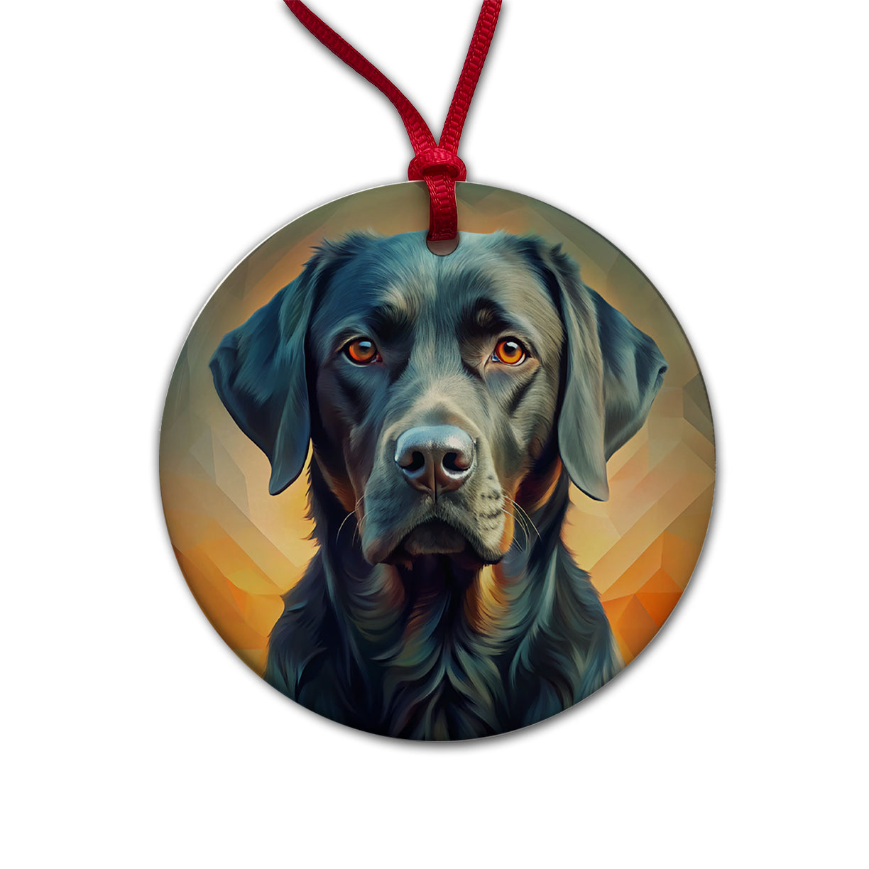 Black Labrador Retriever Dog Abstract Stylized Art Round Ceramic Holiday Christmas Tree Ornament