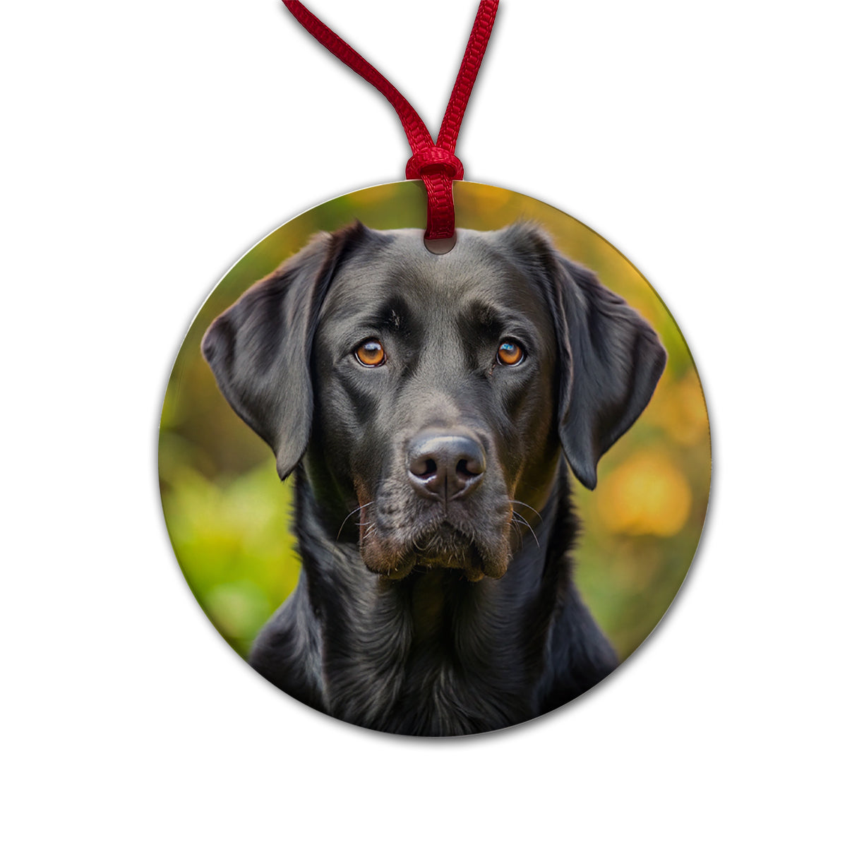 Black Labrador Retriever Dog Photo Round Ceramic Holiday Christmas Tree Ornament