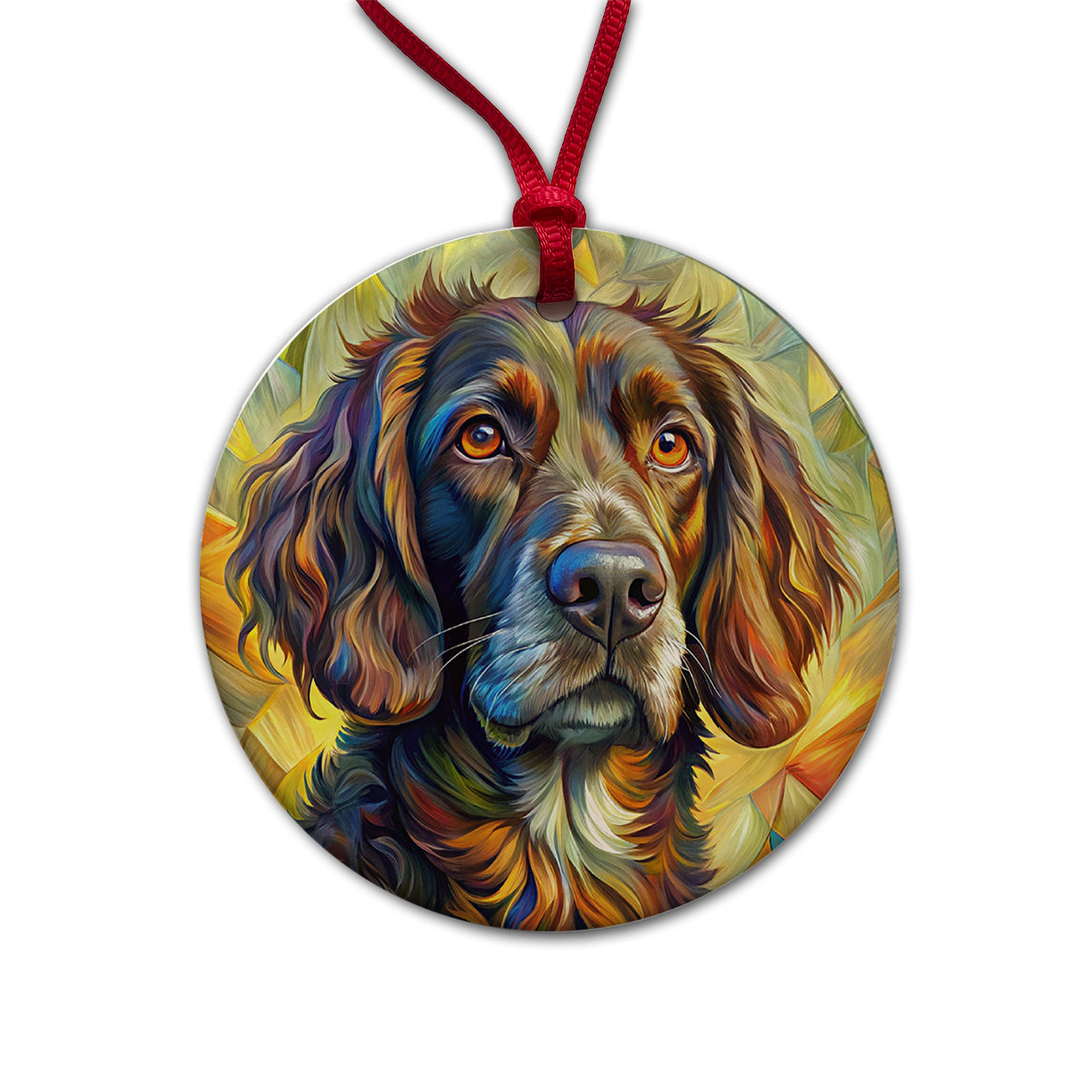 Boykin Spaniel Dog Abstract Art Round Ceramic Holiday Christmas Tree Ornament