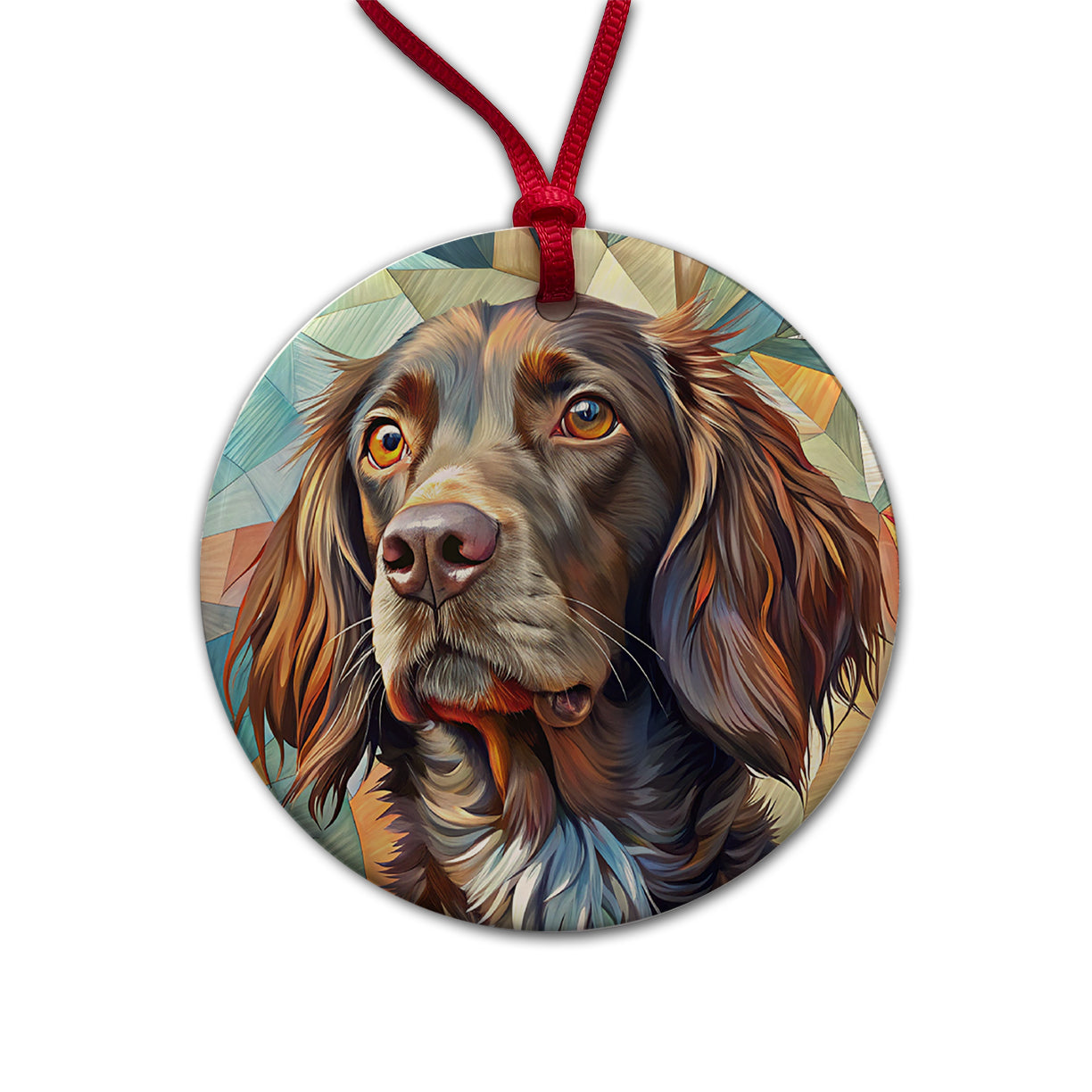 Boykin Spaniel Dog Contemporary Art Round Ceramic Holiday Christmas Tree Ornament