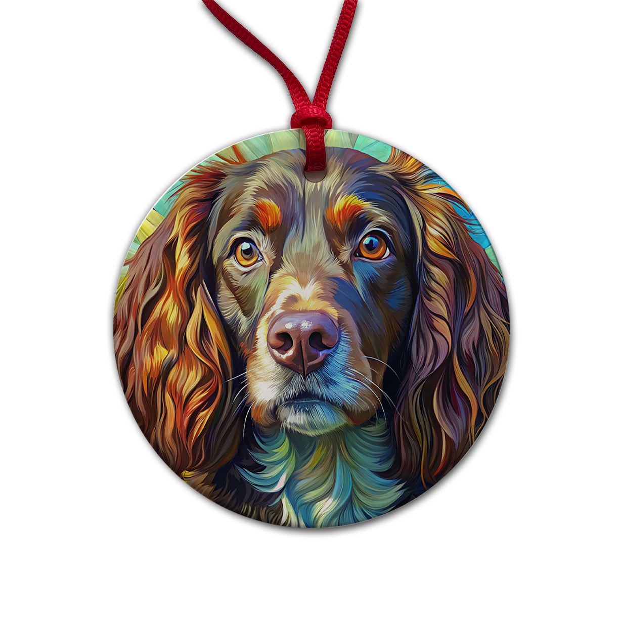 Boykin Spaniel Dog Pop Art Round Ceramic Holiday Christmas Tree Ornament