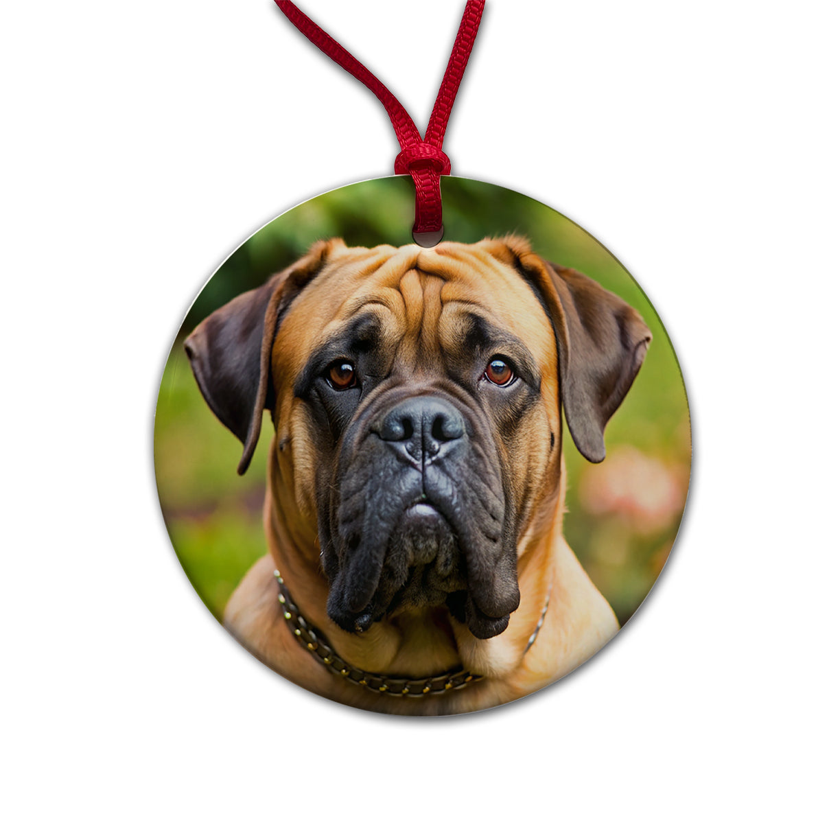 Bullmastiff Dog Photo Round Ceramic Holiday Christmas Tree Ornament