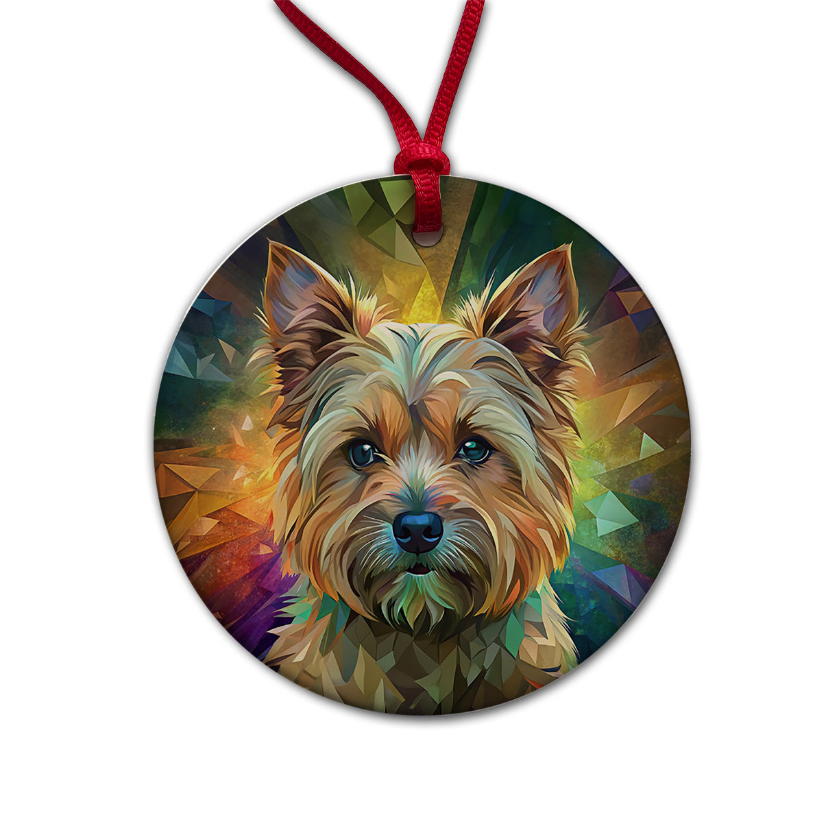 Cairn Terrier Dog Contemporary Art Round Ceramic Holiday Christmas Tree Ornament