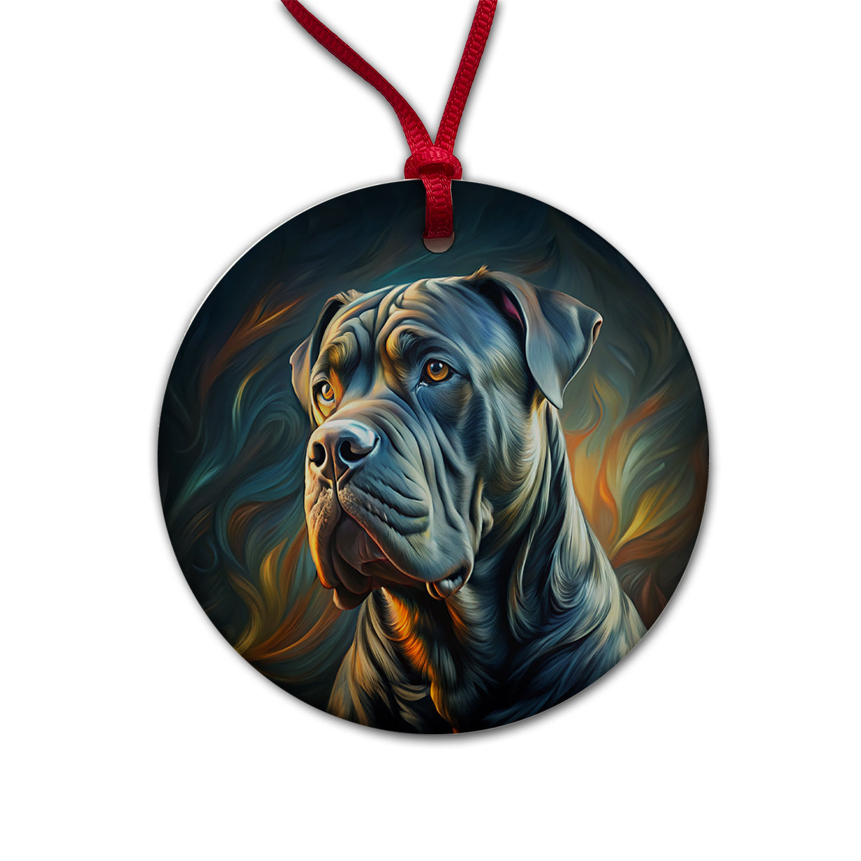 Cane Corso Dog Abstract Stylized Art Round Ceramic Holiday Christmas Tree Ornament