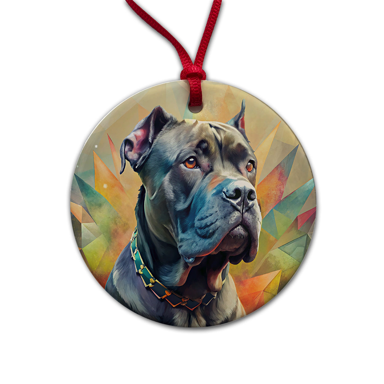 Cane Corso Dog Contemporary Art Round Ceramic Holiday Christmas Tree Ornament