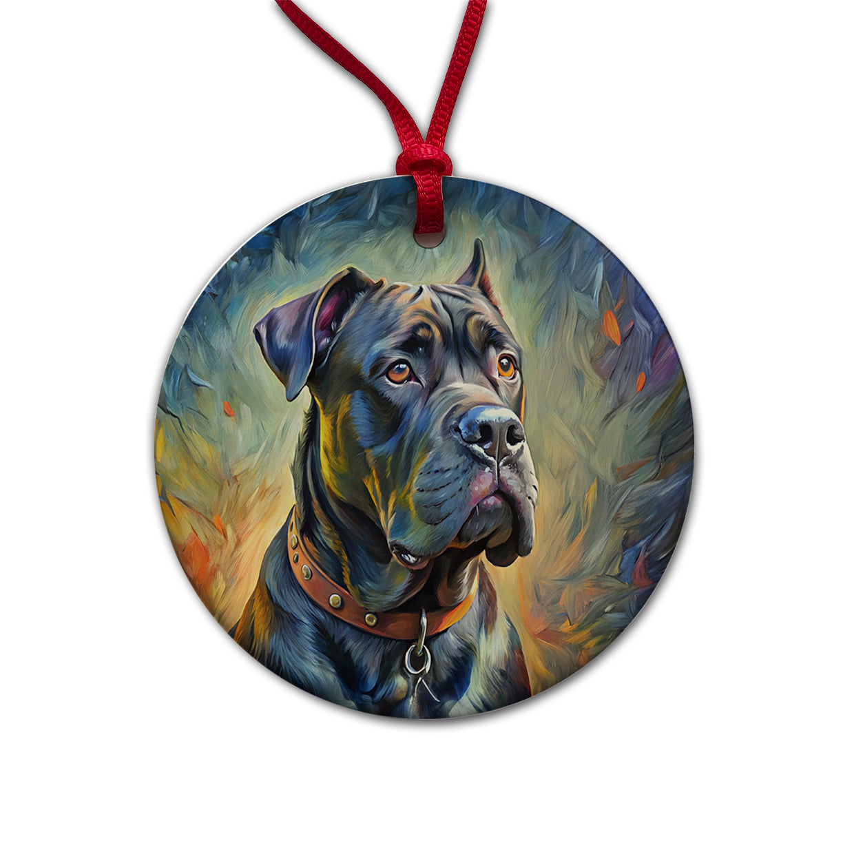 Cane Corso Dog Expressionism Art Round Ceramic Holiday Christmas Tree Ornament
