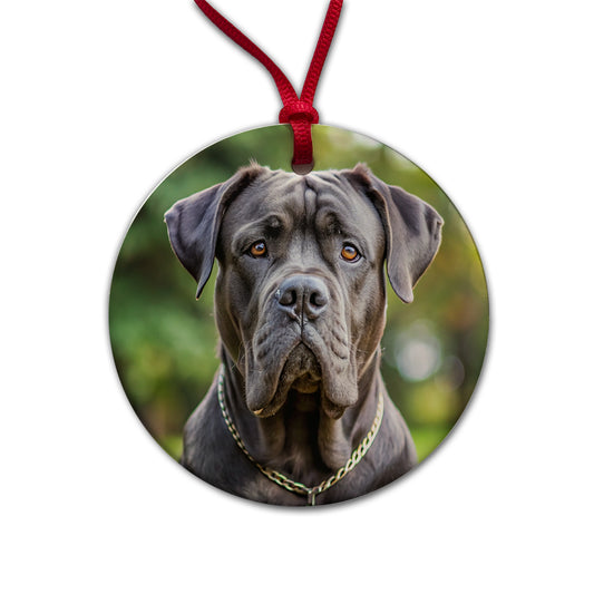 Cane Corso Dog Photo Round Ceramic Holiday Christmas Tree Ornament