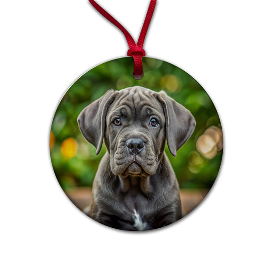 Cane Corso Dog Puppy Photo Round Ceramic Holiday Christmas Tree Ornament