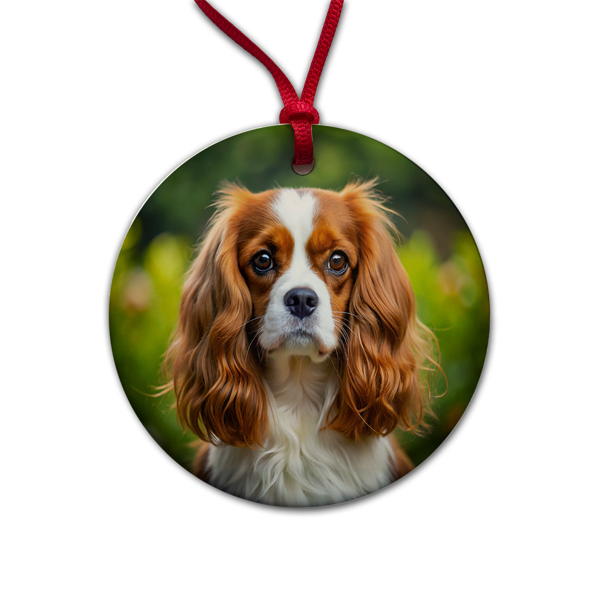 Cavalier King Charles Spaniel Dog Photo Round Ceramic Holiday Christmas Tree Ornament