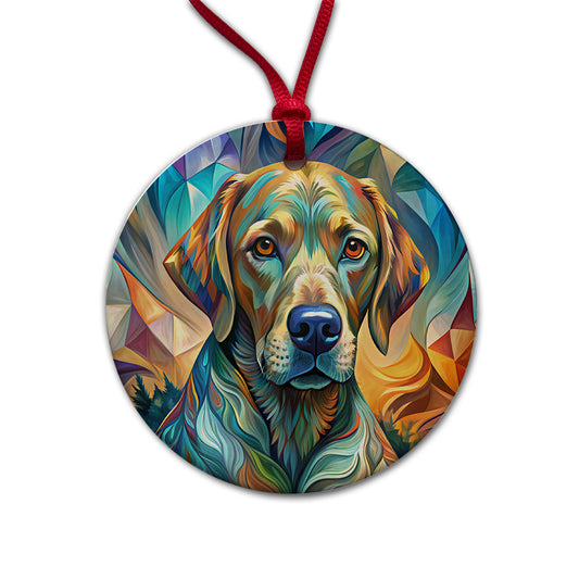 Chesapeake Bay Retriever Dog Abstract Stylized Art Round Ceramic Holiday Christmas Tree Ornament