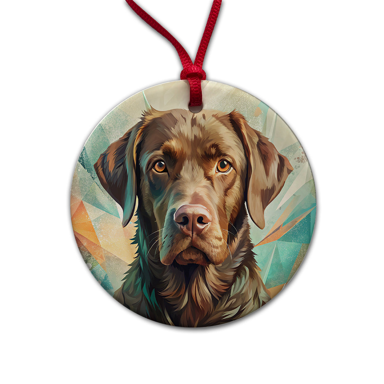 Chesapeake Bay Retriever Dog Contemporary Art Round Ceramic Holiday Christmas Tree Ornament