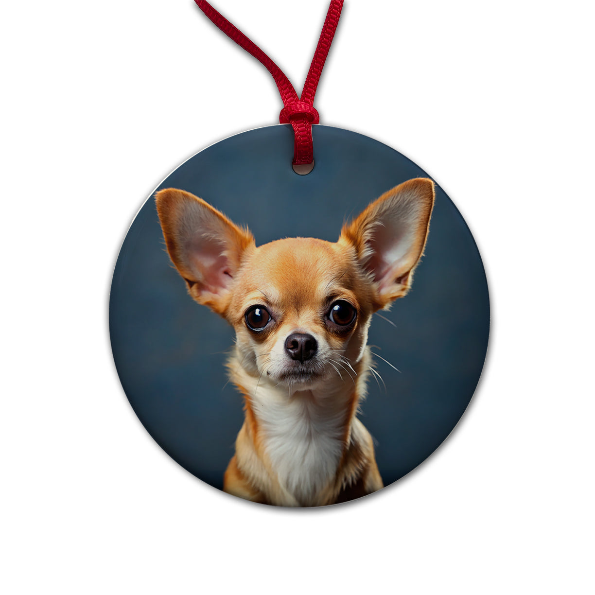 Chihuahua Dog Photo Round Ceramic Holiday Christmas Tree Ornament