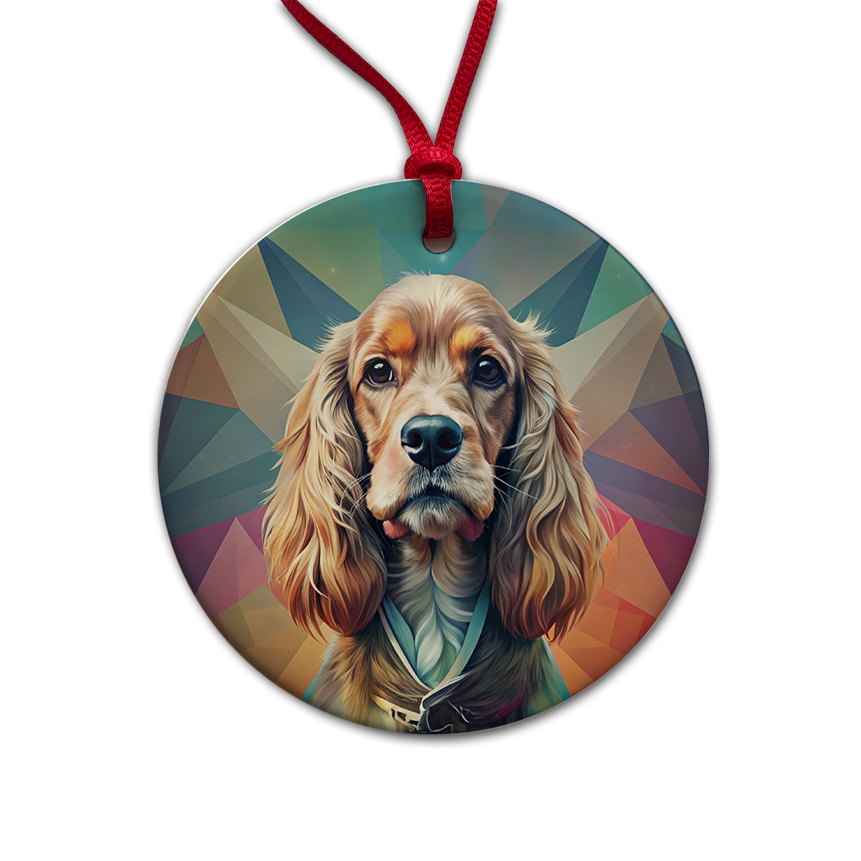 Cocker Spaniel Dog Contemporary Art Round Ceramic Holiday Christmas Tree Ornament