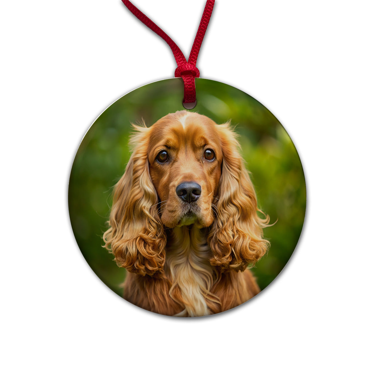 Cocker Spaniel Dog Photo Round Ceramic Holiday Christmas Tree Ornament