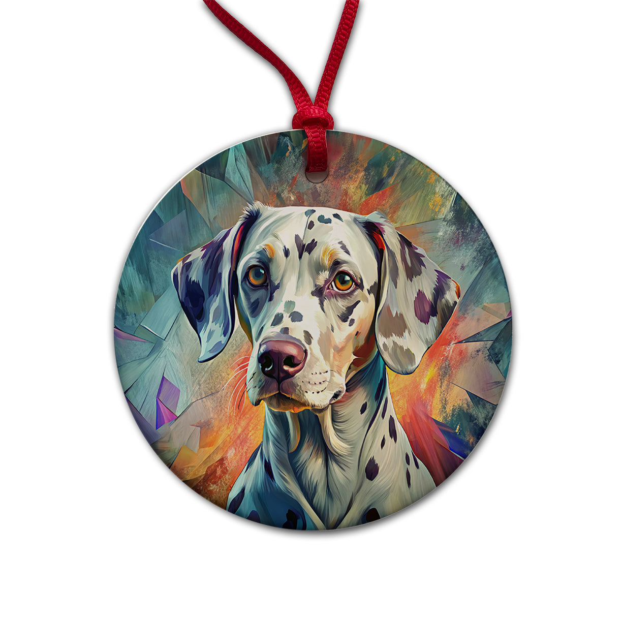 Dalmatian Dog Contemporary Art Round Ceramic Holiday Christmas Tree Ornament