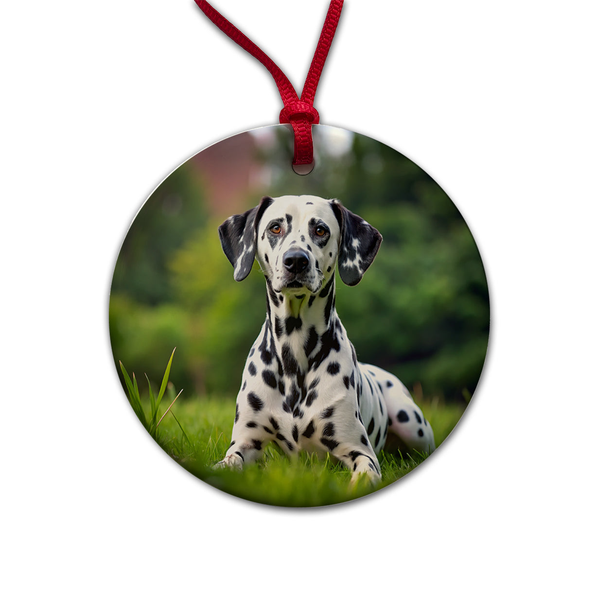 Dalmatian Dog Photo Round Ceramic Holiday Christmas Tree Ornament