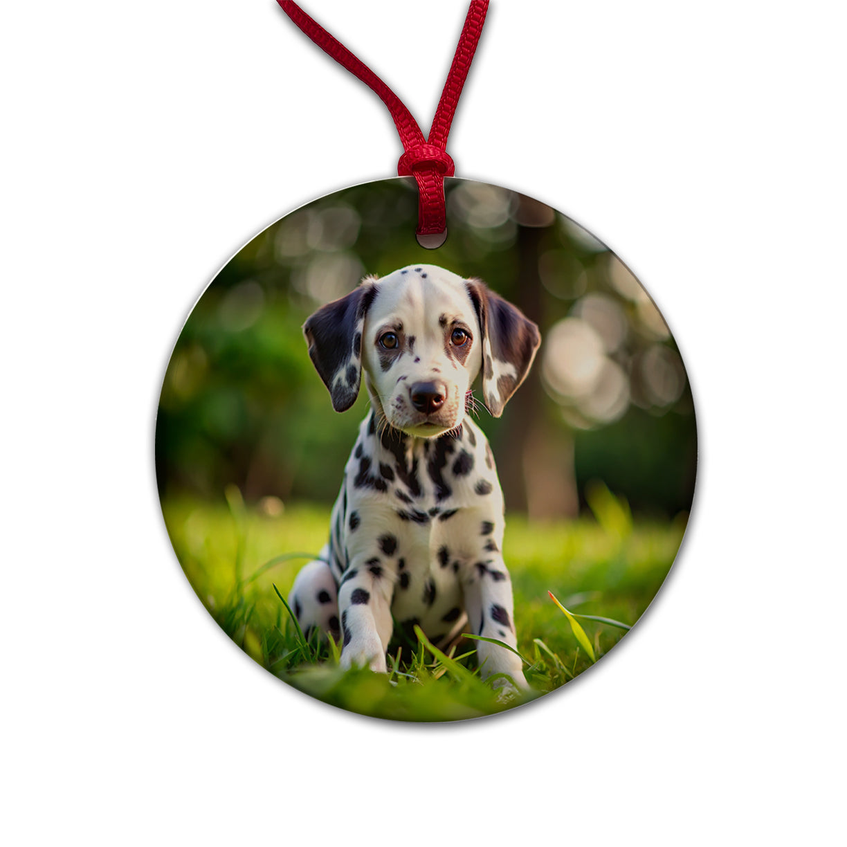 Dalmatian Dog Puppy Photo Round Ceramic Holiday Christmas Tree Ornament