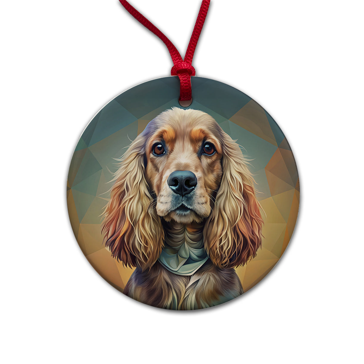 English Cocker Spaniel Dog Contemporary Art Round Ceramic Holiday Christmas Tree Ornament