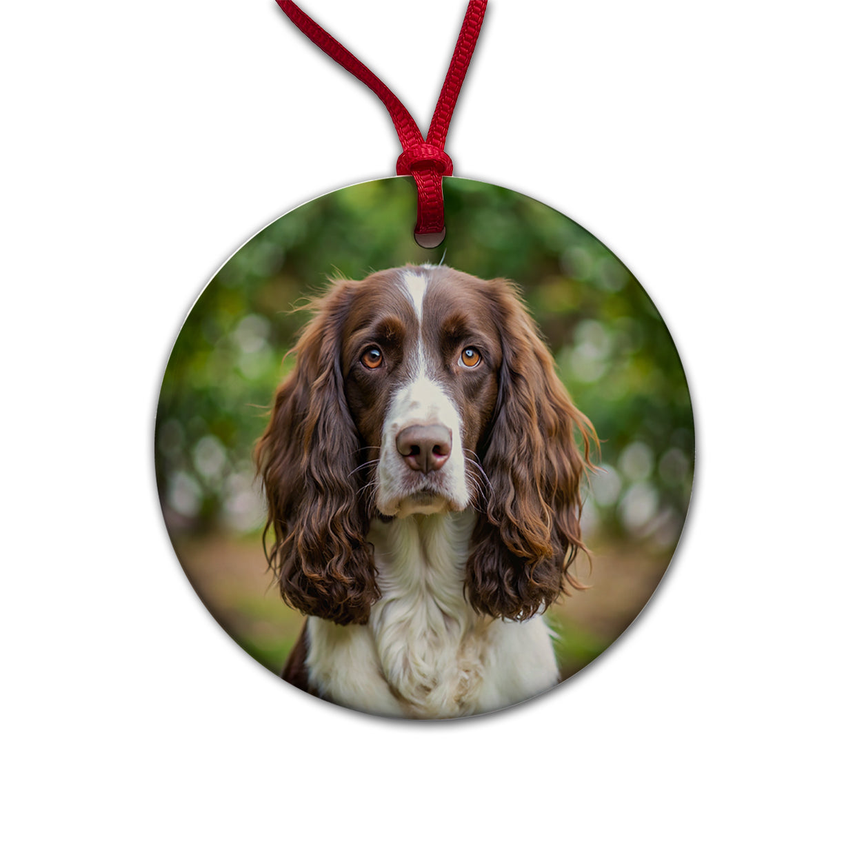 English Springer Spaniel Dog Photo Round Ceramic Holiday Christmas Tree Ornament