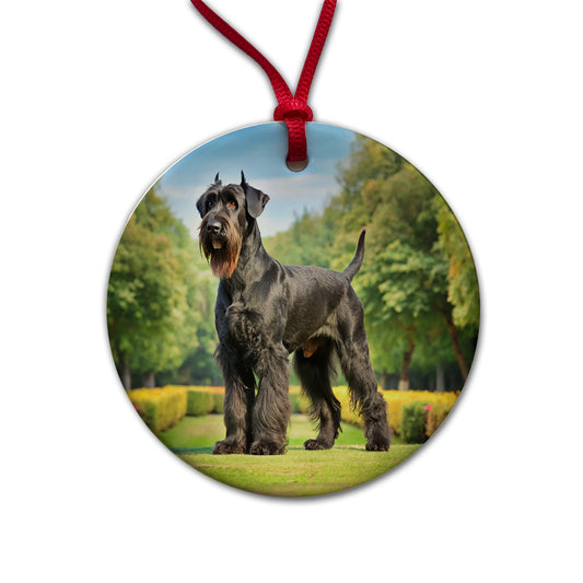 Giant Schnauzer Dog Photo Round Ceramic Holiday Christmas Tree Ornament