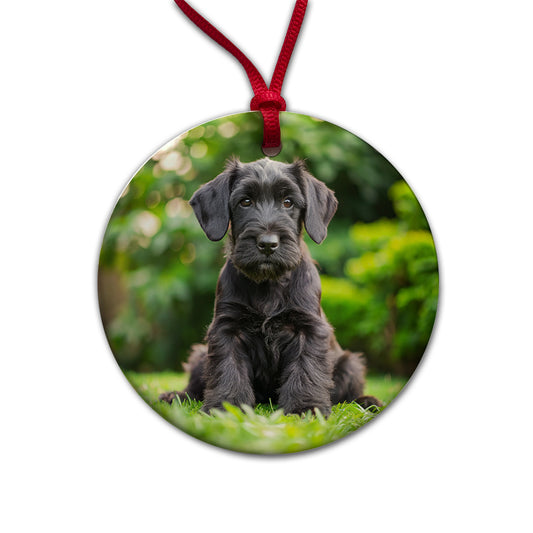 Giant Schnauzer Dog Puppy Photo Round Ceramic Holiday Christmas Tree Ornament