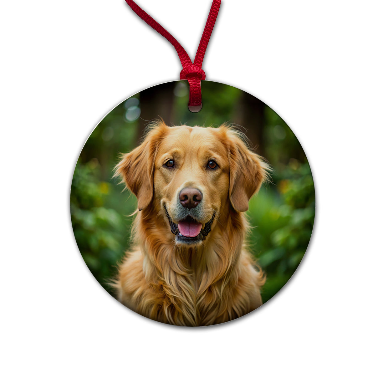 Golden Retriever Dog Photo Round Ceramic Holiday Christmas Tree Ornament