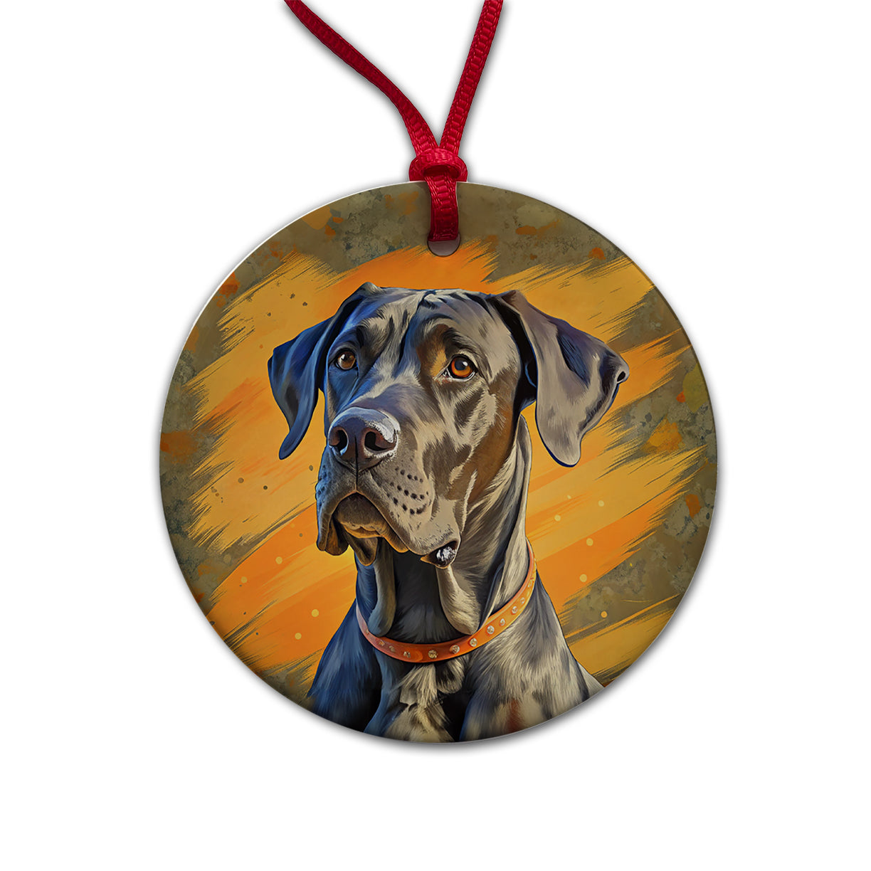 Great Dane Dog Pop Art Round Ceramic Holiday Christmas Tree Ornament