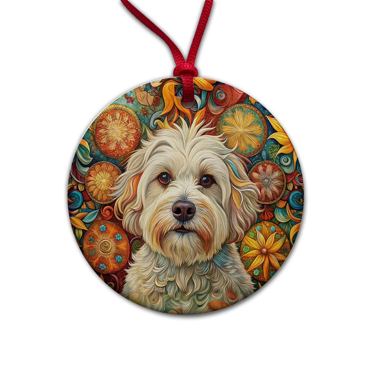 Havanese Dog Bohemian Art Round Ceramic Holiday Christmas Tree Ornament