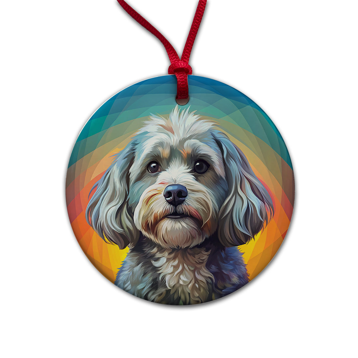 Havanese Dog Pop Art Round Ceramic Holiday Christmas Tree Ornament