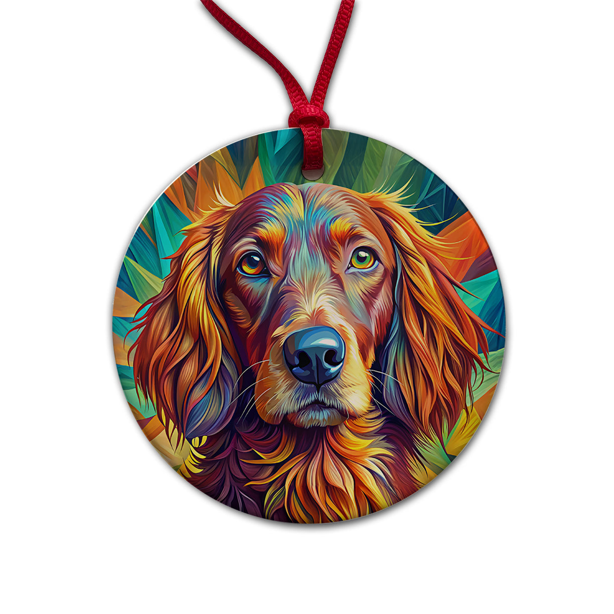 Irish Setter Dog Pop Art Round Ceramic Holiday Christmas Tree Ornament